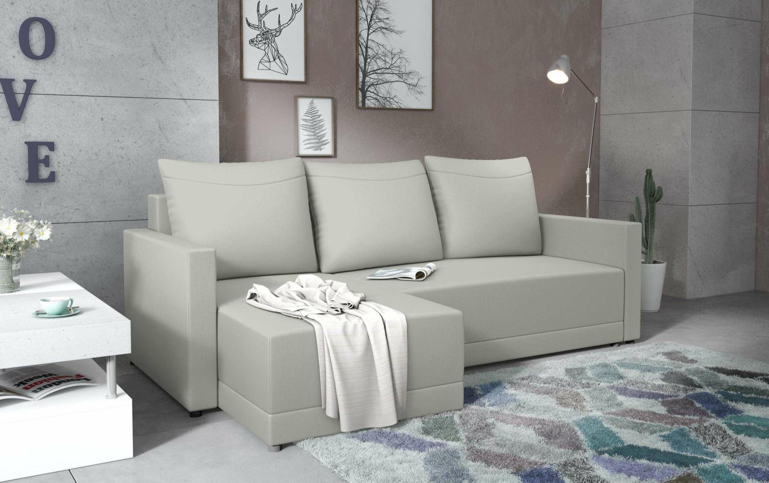 Stylefy Tanita Ecksofa Beige Links Kunstleder MADRYT Bild 1