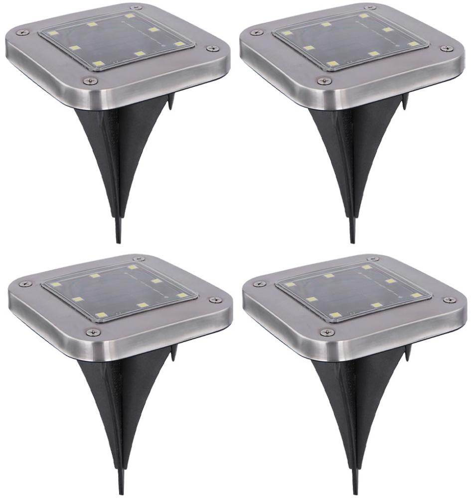 4x LED Solarleuchte, Wegeleuchte, Edelstahl, LxB 10x10 cm Bild 1