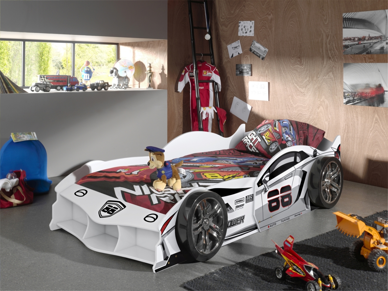 Autobett Max 90 x 200 cm MDF Kunststoff Weiß Bild 1