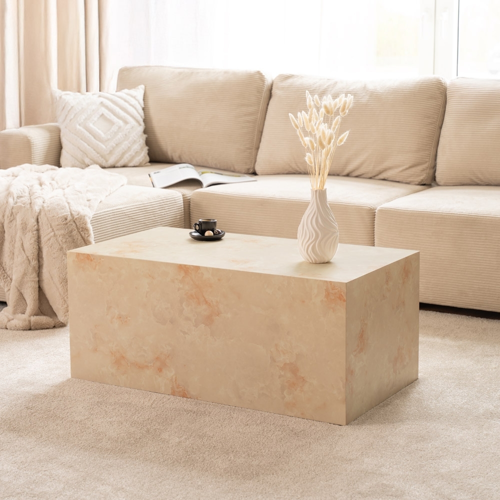 HOME DELUXE Couchtisch Marmor AMIRI L - 95 x 50 cm Sandstein Bild 1