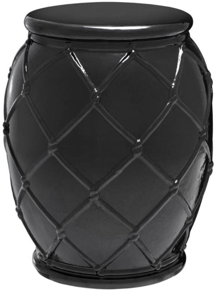 Casa Padrino Keramik Trommel Antik Schwarz Ø 35 x H. 46 cm - Luxus Kollektion Bild 1