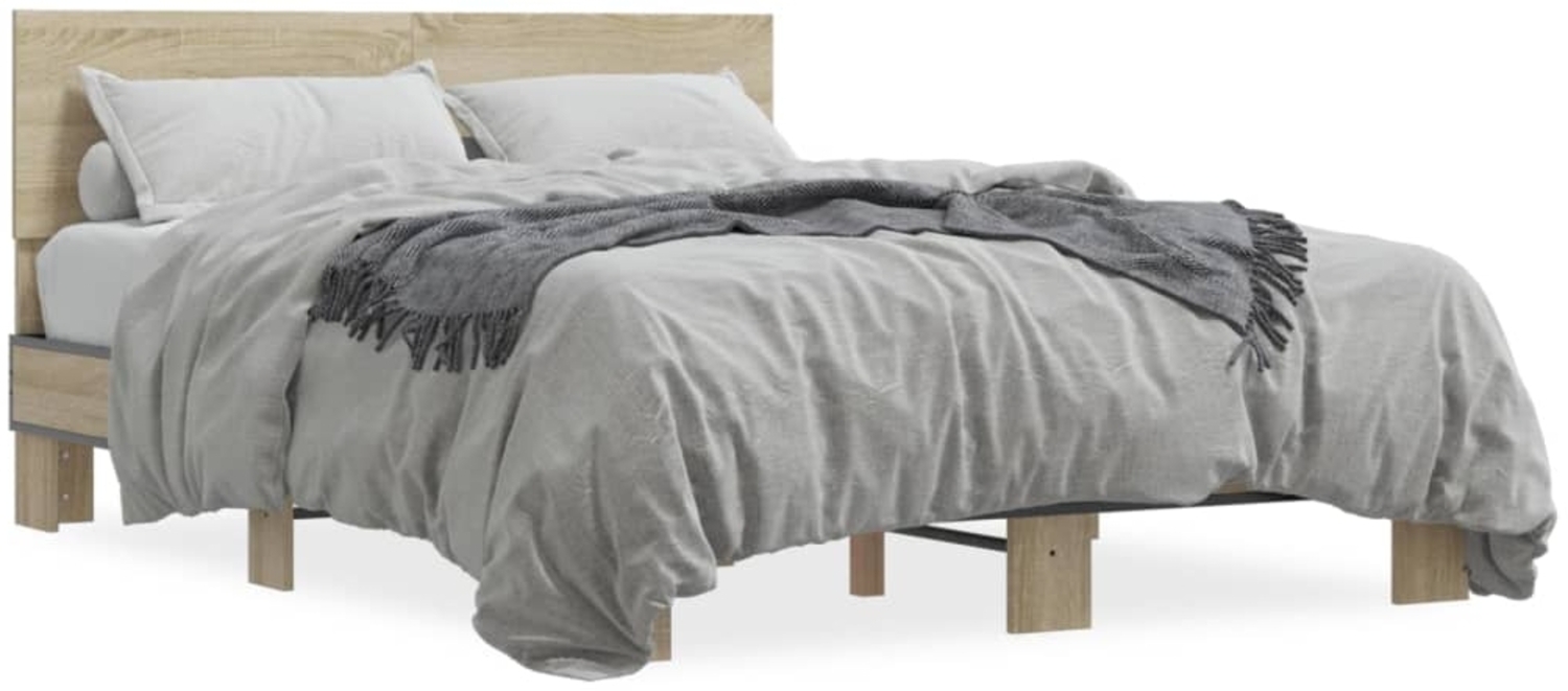 vidaXL Bettgestell Sonoma-Eiche 140x200 cm Holzwerkstoff und Metall 3280193 Bild 1