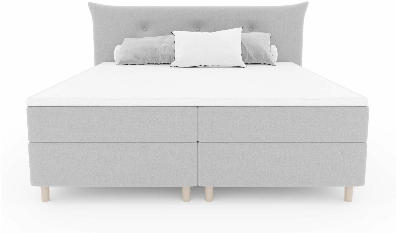 Stylefy 'Artemis' Boxspringbett mit Taschen-Federung, Velours Soro Beige 140x200 Bild 1
