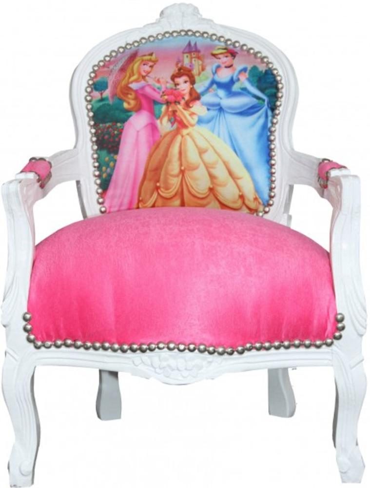 Casa Padrino Barock Kinder Stuhl Rosa/Weiß Prinzessin Stuhl - Armlehnstuhl Bild 1