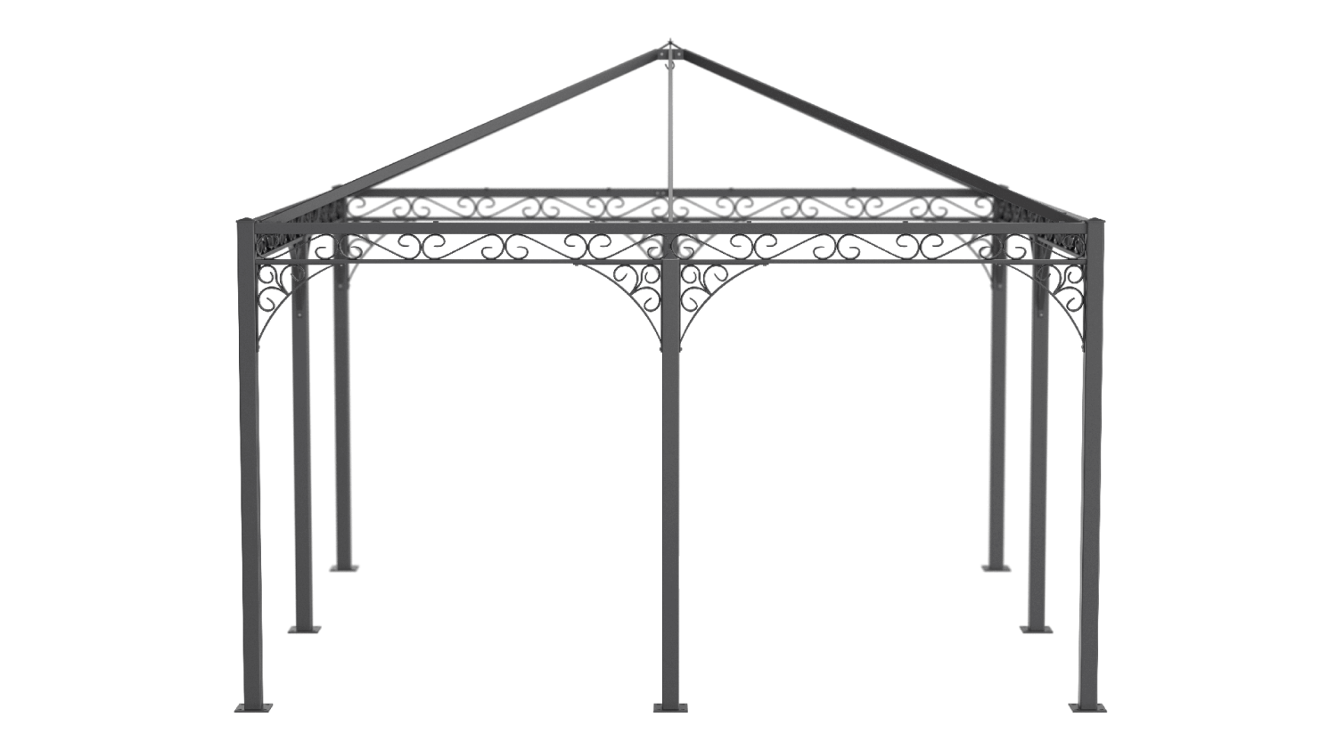 ELEO Rosenpavillon aus Metall quadratisch Palermo 4 x 4 m pulverbeschichtet anthrazit Bild 1