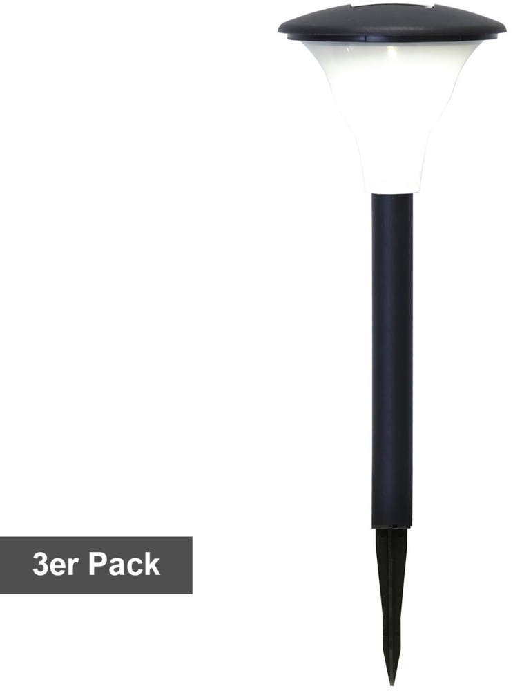 Solar-Pollerleuchten ,Faro zur Wegbeleuchtung, 3er Set, Kunststoff, schwarz, warmweiß, H 26cm Bild 1