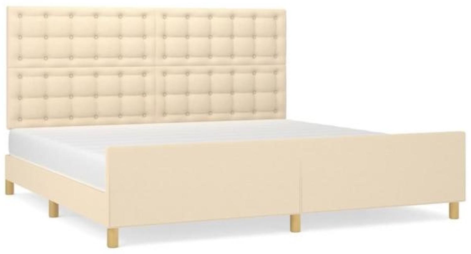 Doppelbett mit Kopfteil Stoff Creme 200 x 200 cm Bild 1