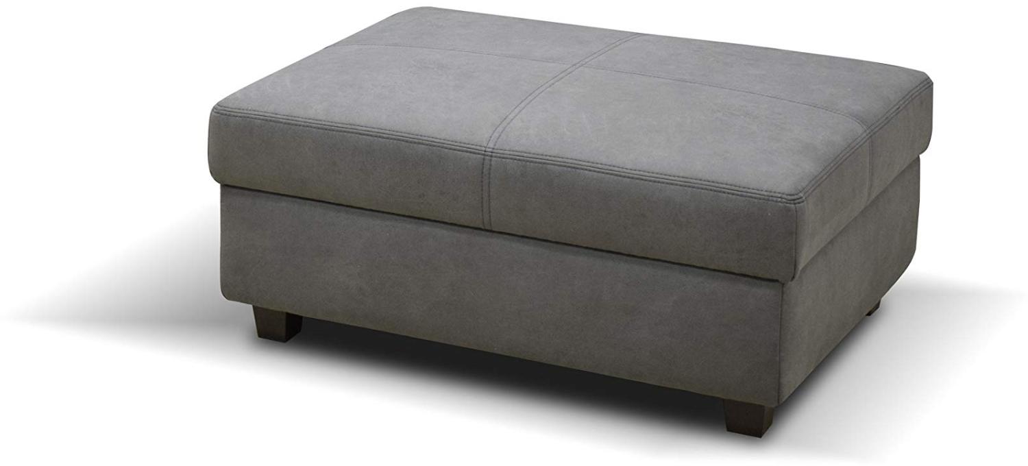 DOMO Collection Falk Hocker / Hocker mit Holzfüßen und Federkern / Beistellhocker für Couch / Maße: 103/73/42 cm (B/T/H) / Farbe: dunkelgrau (grau) Bild 1