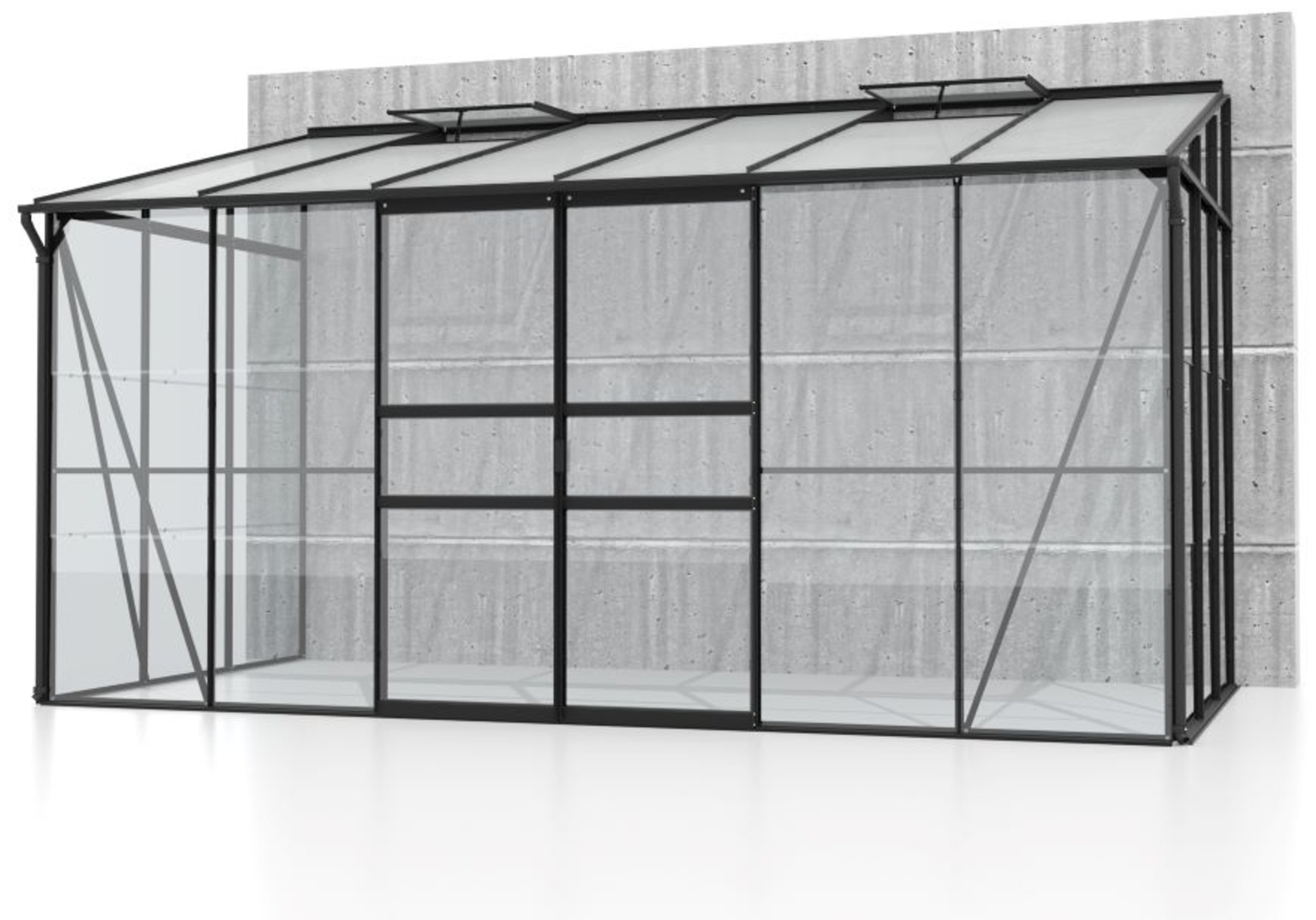 Vitavia Anlehngewächshaus Ida 7800 BxT 387x201 cm 7,8m² ESG/HKP Alu schwarz Bild 1