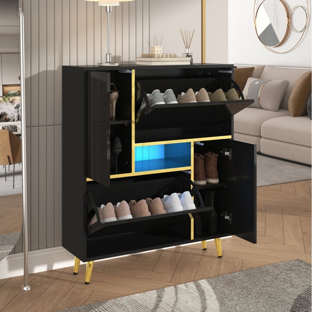 BlingBin Schuhschrank (1-St, mit Hochglanzfront und 16-farbigem LED-Licht) 80 x 25 x 96 cm Bild 1