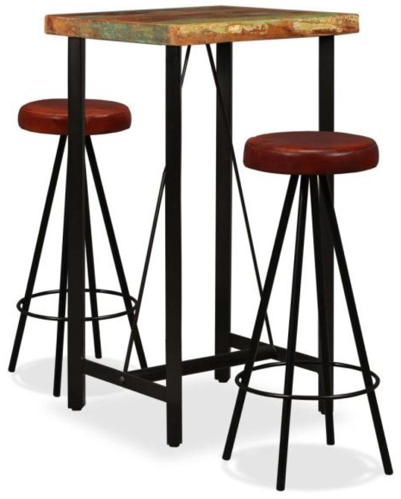 vidaXL 3-tlg. Bar-Set Altholz Massiv und Echtleder 275139 Bild 1