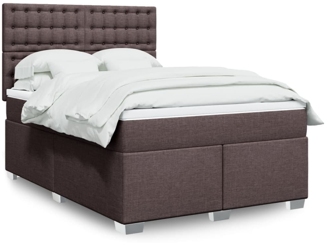 vidaXL Boxspringbett mit Matratze Dunkelbraun 160x200 cm Stoff 3292856 Bild 1
