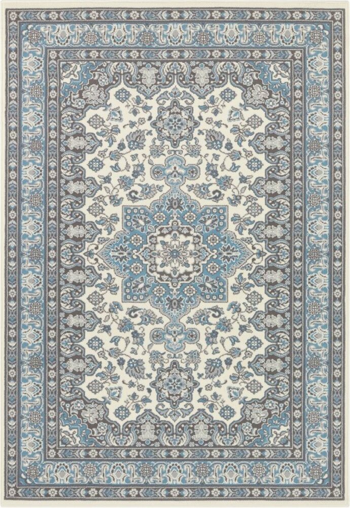 Orientalischer Kurzflor Teppich Parun Täbriz Creme Hielblau - 160x230x0,9cm Bild 1