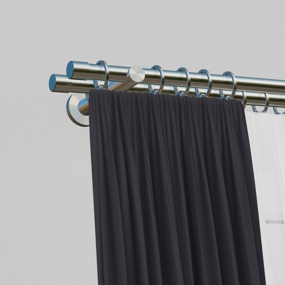 indeko Gardinenstange Linz, Ø 20 mm, 2-läufig, Wunschmaßlänge, mit Bohren, verschraubt, Stahl, Komplett-Set inkl. Montagematerial Bild 1