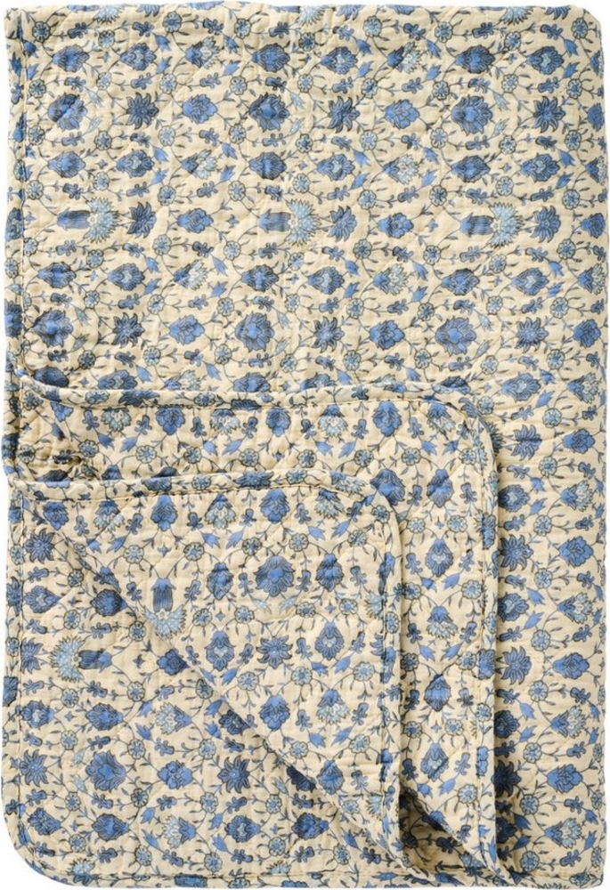 Ib Laursen Decke Quilt Tagesdecke Überwurf 180x130cm Blumen Natur Blau 07941-13 Bild 1