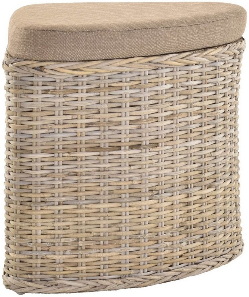 Krines Home Sitztruhe Rattan Sitzhocker mit Stauraum Ecke Badhocker gepolstert mit Deckel, Mit gepolstertem Deckel Bild 1