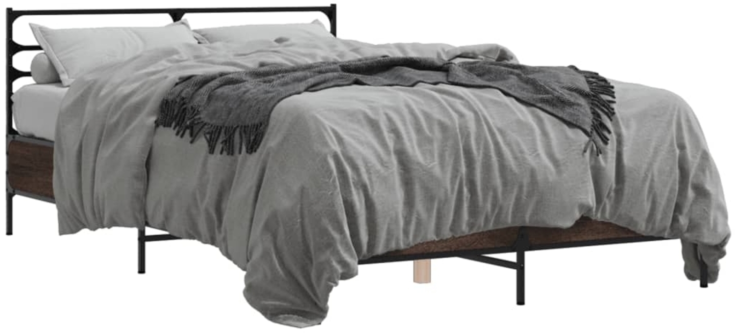 vidaXL Bettgestell Braun Eichen-Optik 140x190 cm Holzwerkstoff Metall 3280081 Bild 1