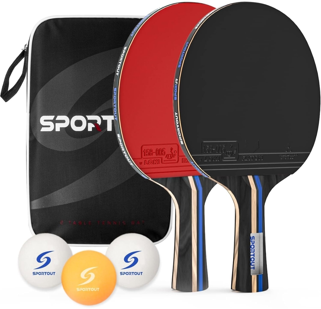 Tischtennisschläger Set Tischtennis Set Ping Pong Set mit 2 Schlägern 3 Bällen Bild 1