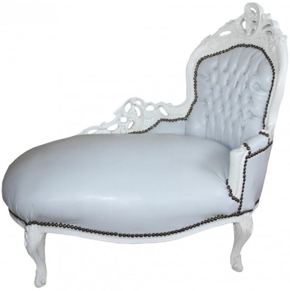 Barock Kinder Chaiselongue Weiß/ Weiß - Recamiere Barock Möbel Bild 1