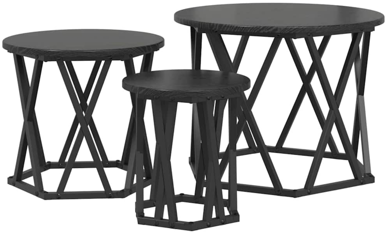 vidaXL Nesting Beistelltisch 3 pcs Schwarz Eichen-Optik 868255 Bild 1