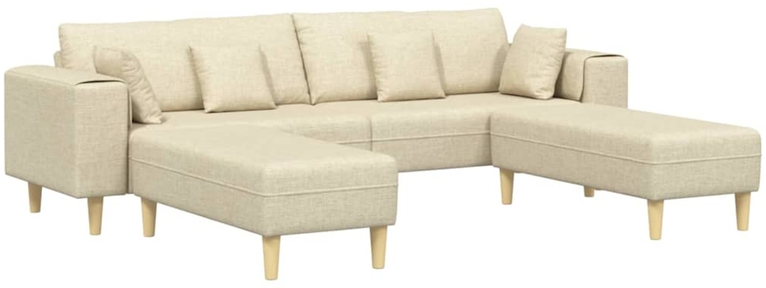 vidaXL Stoffsofa mit Kissen Creme 208 cm Stoff 3335168 Bild 1