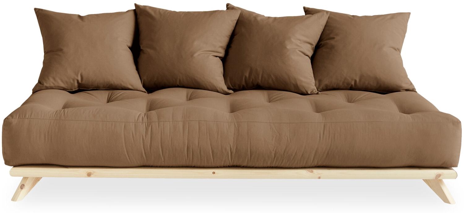 KARUP DESIGN SENZA Futonsofa inkl. 4 Kissen Gestell Natur Matratze Mocca Bild 1