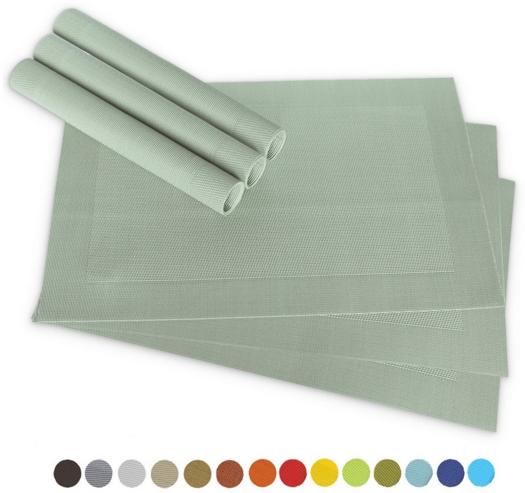 matches21 HOME & HOBBY Platzset Tischsets BORDA 6er Set Pastell-grün als Tischuntersetzer, (6-St), Abwaschbare Platzsets als Tischunterlagen für Ess-Tisch Tisch-Deko Bild 1