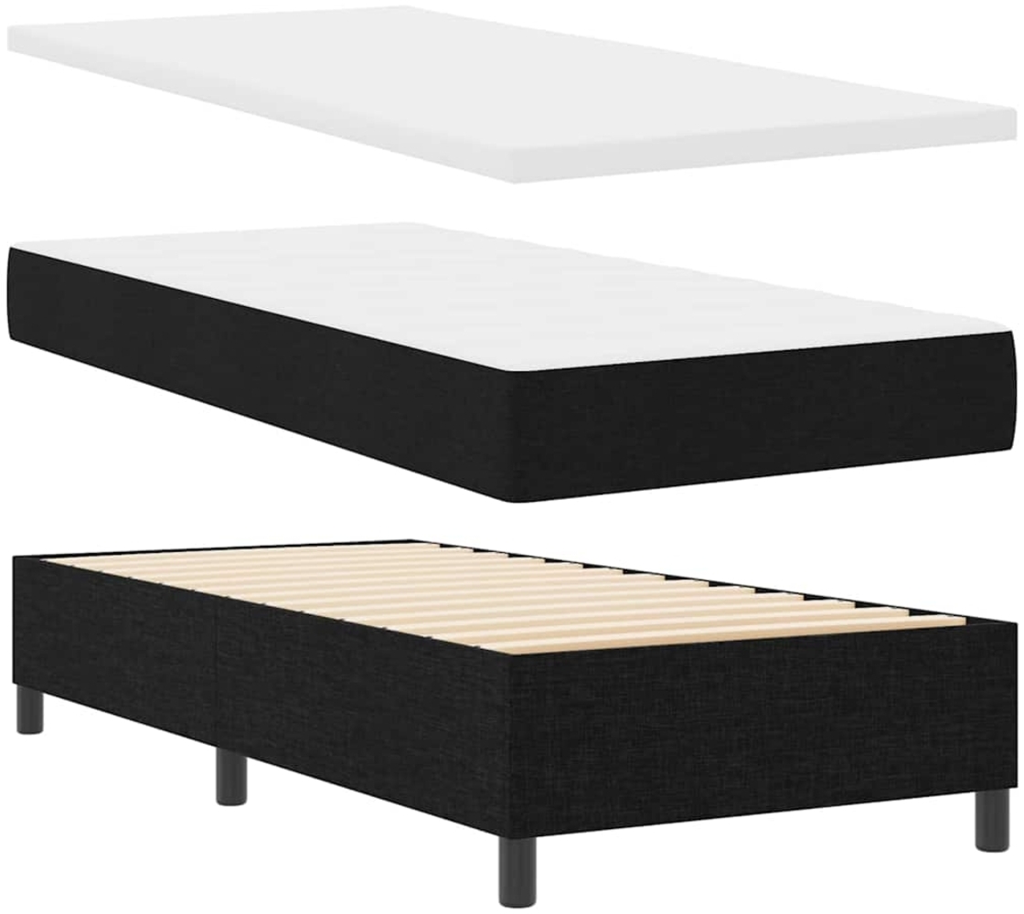 vidaXL Boxspringbett mit Matratze Schwarz 80 x 200 cm Stoff 3344025 Bild 1