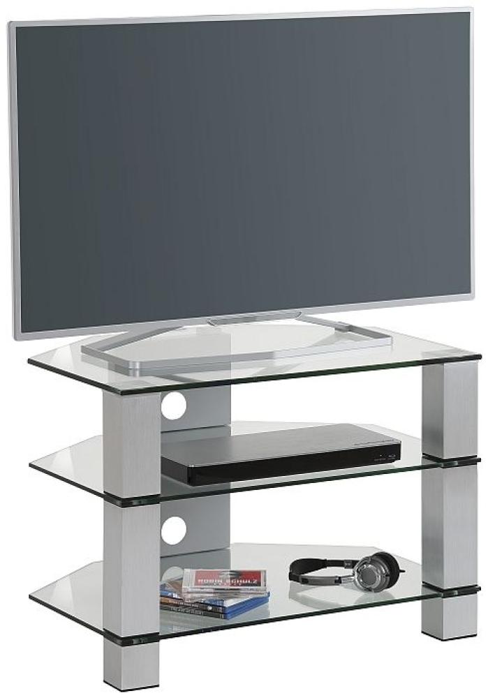 Maja TV-Rack Metall Alu - Klarglas Maße: 700 x 500 x 500 mm Bild 1