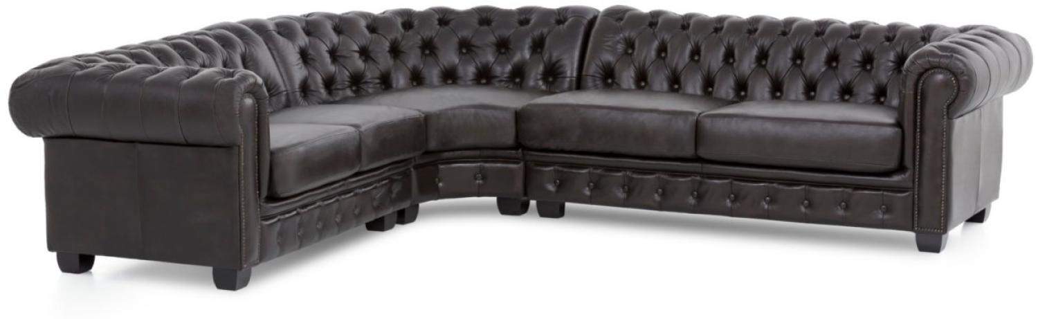 Ecksofa Chesterfield Echtleder I braun Bild 1