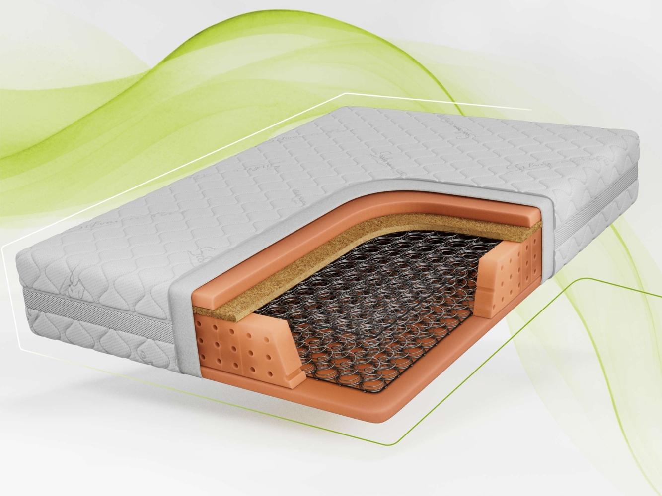 Bonellfederkernmatratze mit Kokos, Komfortschaum & gleichmäßiger Druckverteilung – robust & atmungsaktiv – Härtegrad H3/H4 – 90 x 200 cm – NOVA – SIVO Bild 1