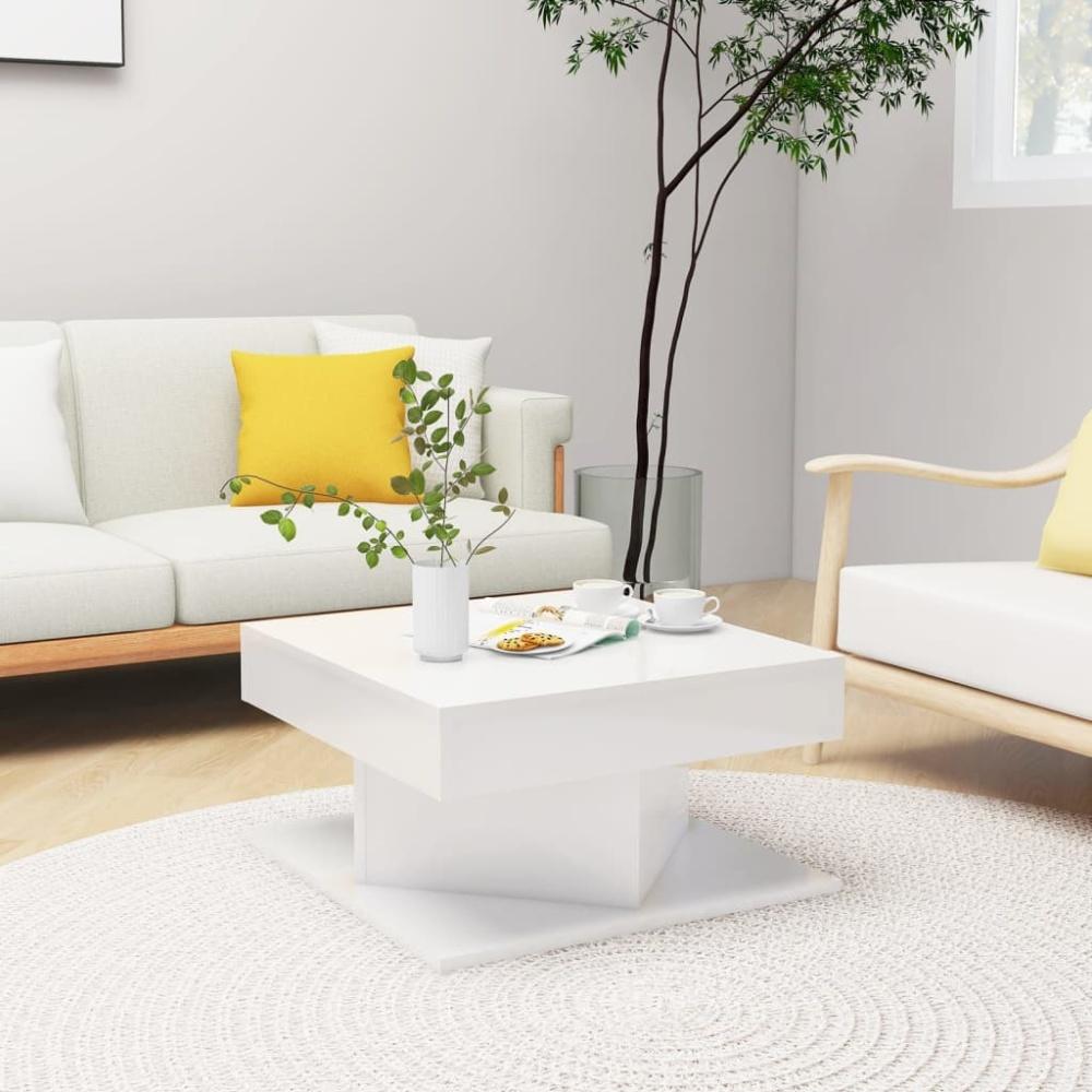 vidaXL Couchtisch, Spanplatte Hochglanz-Weiß, 57 x 57 x 30 cm Bild 1