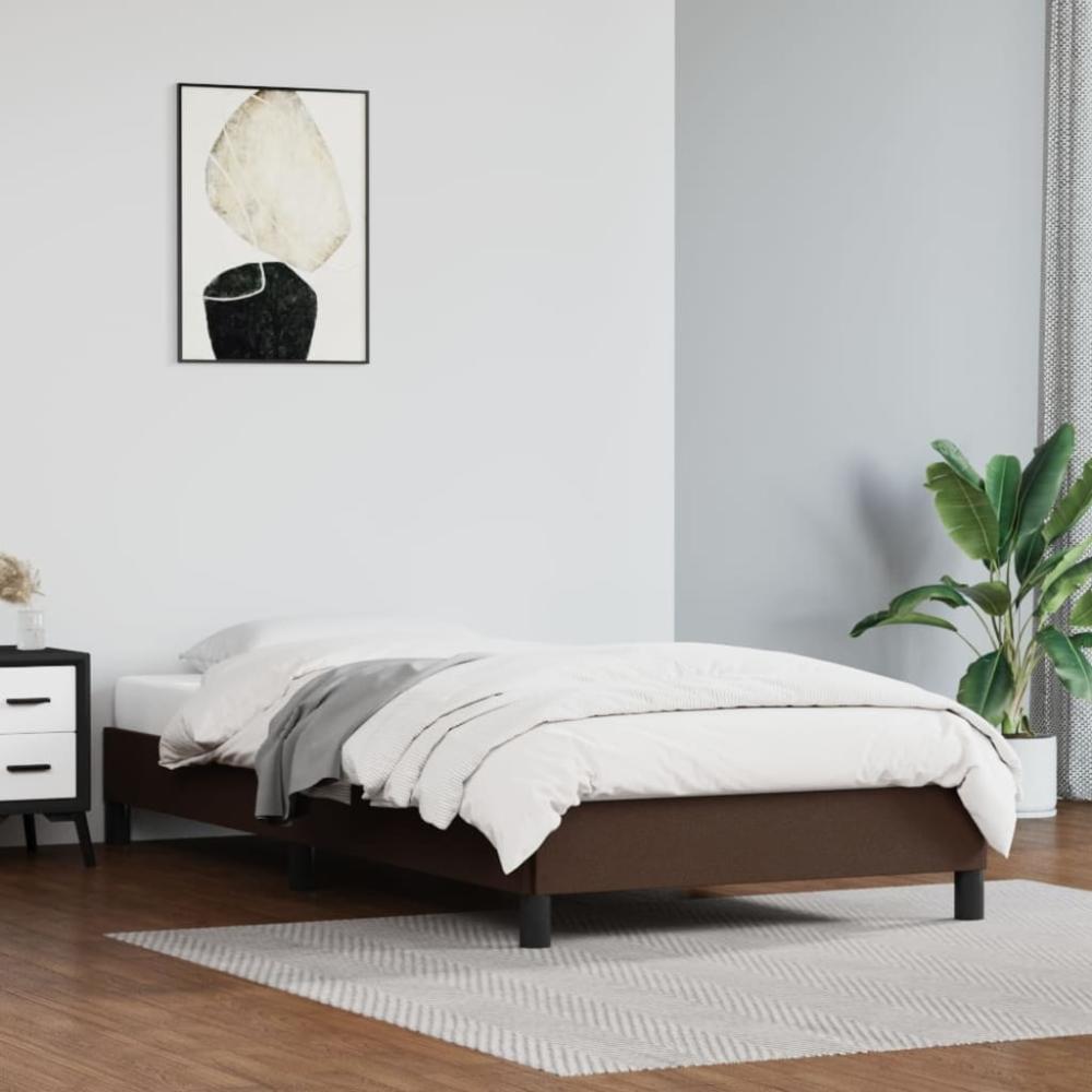 vidaXL Boxspringbett, 100x200 cm, Braun, Kunstleder, Schwarz Bild 1