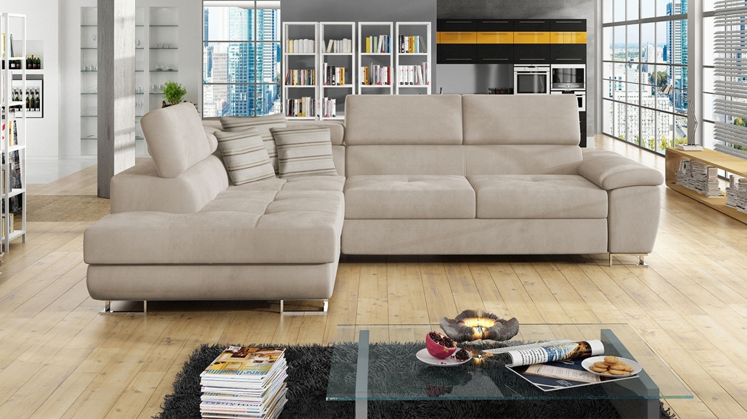 Ecksofa Cotere, Seite: Links, Farbe: Uttario Velvet 2979 + Uttario Velvet 2979 + Senegal 825 Bild 1