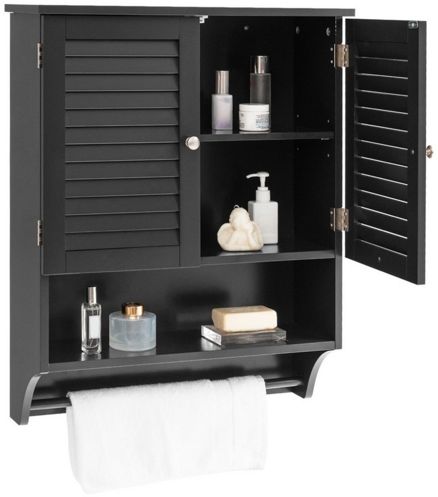 COSTWAY Hängeschrank Bad mit 2 Türen & Handtuchhalter, verstellbar, 60cm Bild 1