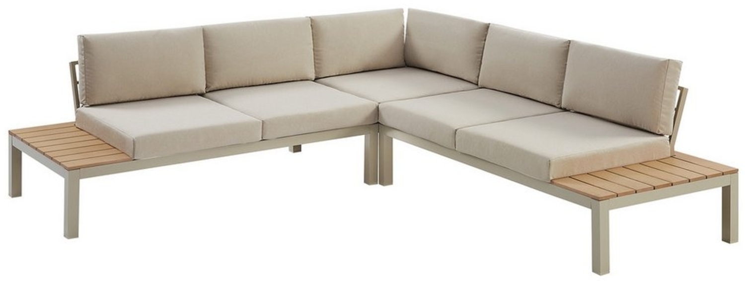 riess-ambiente Sitzgruppe MIAMI LOUNGE 240cm champagner greige · wetterfeste Gartenmöbel, (Einzelartikel, 1-tlg), Aluminium · Outdoor-Loungemöbel für Terrasse & Balkon · inkl. Kissen Bild 1