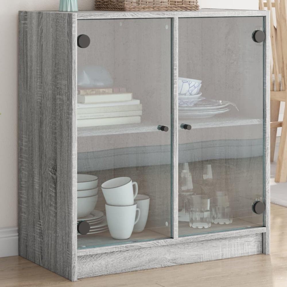 vidaXL Beistellschrank mit Glastüren Grau Sonoma 68x37x75,5 cm 836425 Bild 1