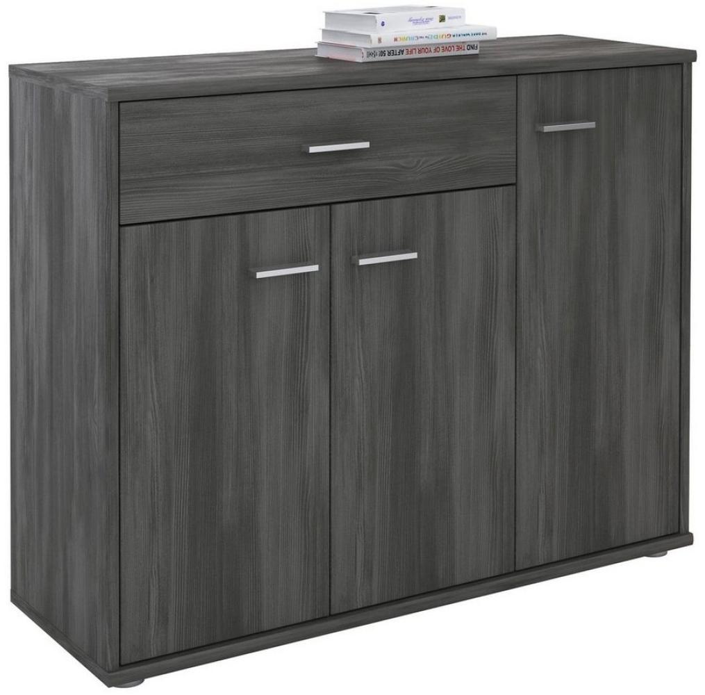 CARO-Möbel Kommode Estelle Sideboard Mehrzweckschrank, Esche grau mit 3 Türen und 1 Schublade, 88 cm breit Bild 1