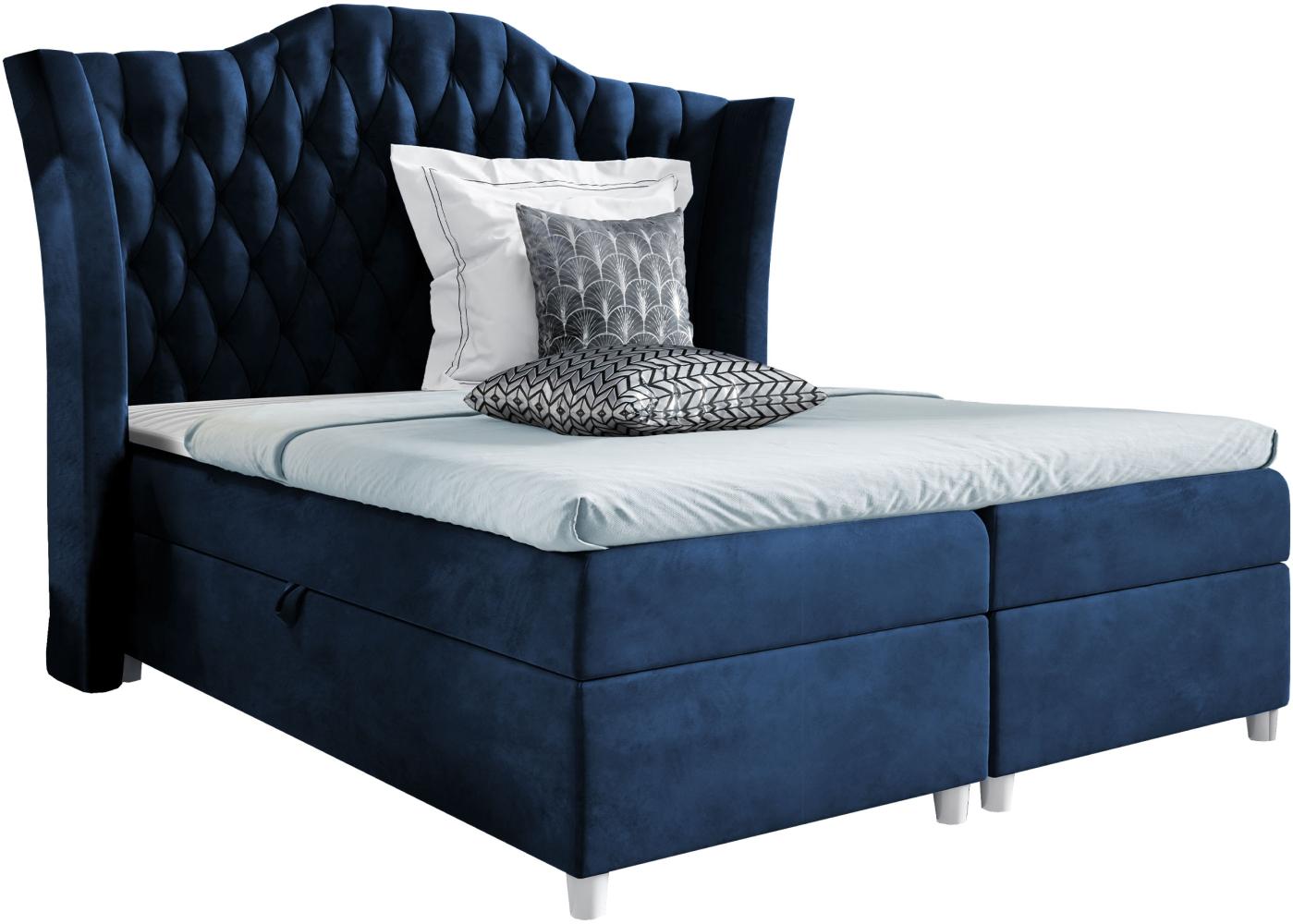 Boxspringbett 'Corigo' blau 160 x 200 cm Bild 1