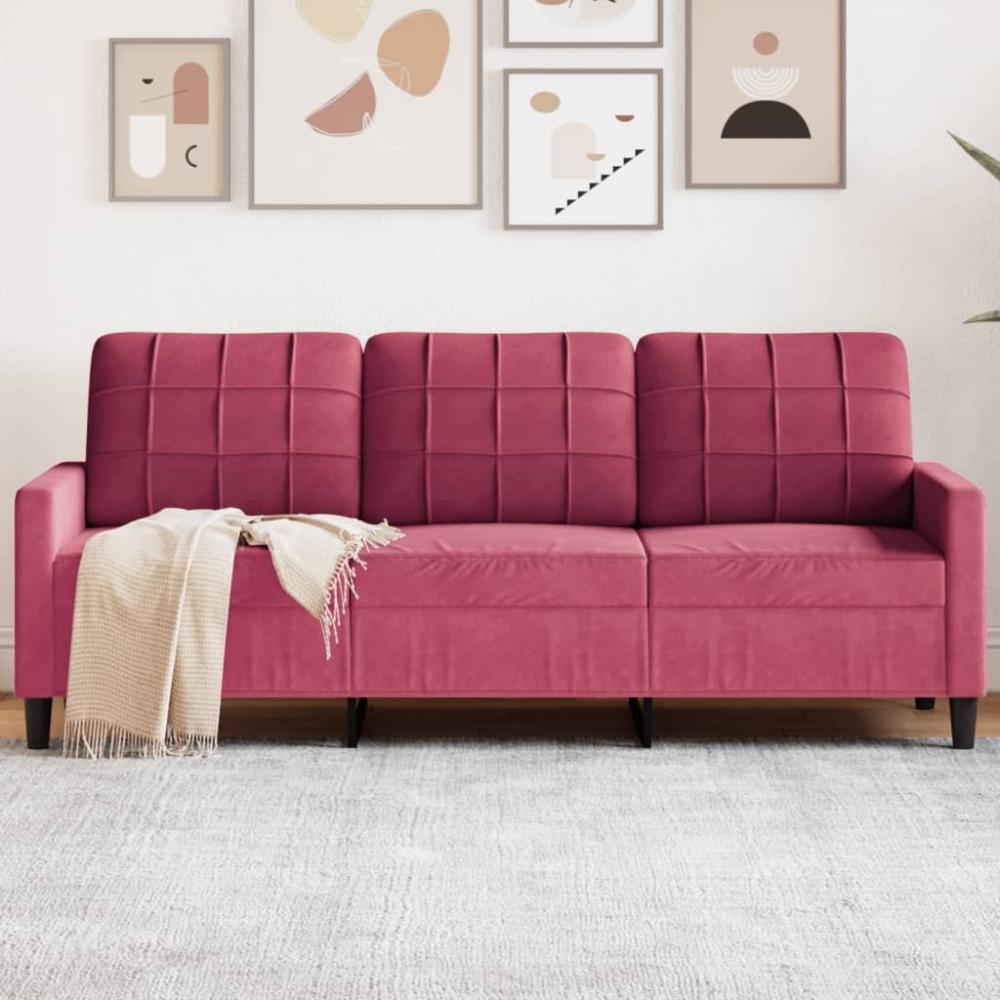 vidaXL 3-Sitzer-Sofa Weinrot 180 cm Samt 4007638 Bild 1