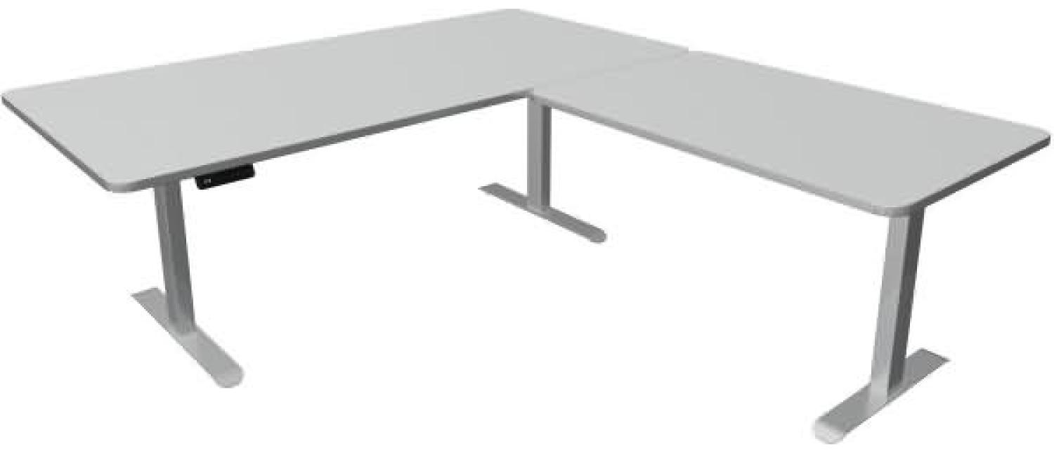 Kerkmann Schreibtisch Sitz-Stehtisch Move 3 Premium 200x100x72-121cm inkl. Anbautisch 120x80cm elektr. höhenverstellbar mit Memoryfunktion Lichtgrau Bild 1