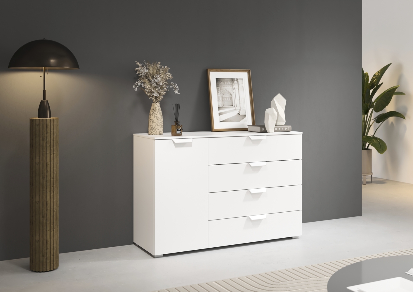 rauch Aditio Box, Kommode, 1-türig, 4 Schubladen, mit Softclose-Funktion, Farbe Weiß, BxHxT 120x81x42cm Bild 1