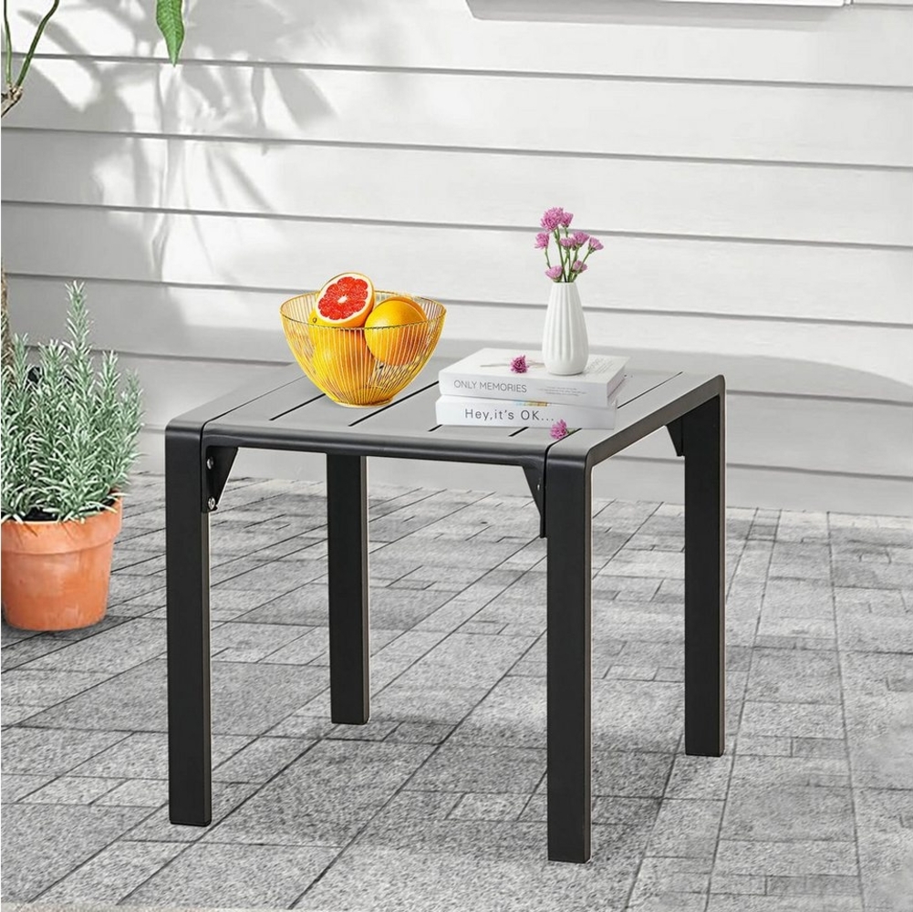 MeXo Gartentisch Couchtisch für 1-2 Personen (Balkontisch, Gartentisch, 1-St, 44 x 44 x 41 cm), Aluminium-Rahmen, wetterfest, robuste Bild 1