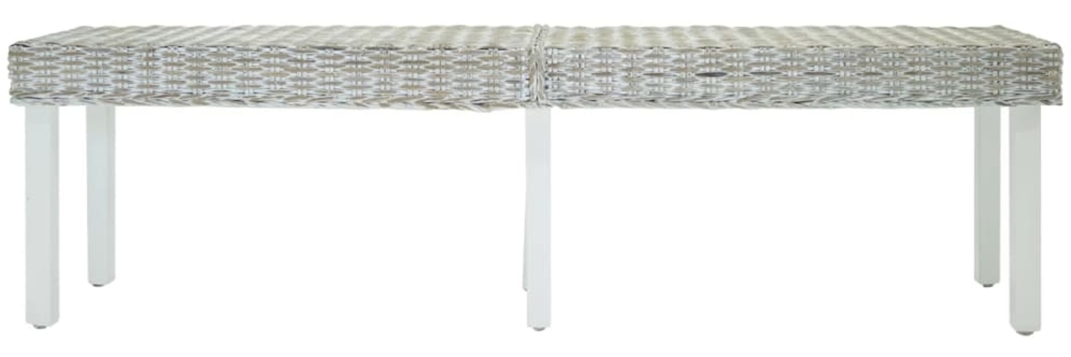 vidaXL Sitzbank Weiß 160x35x45 cm Natur Kubu Rattan & Massivholz Mahagoni 344877 Bild 1