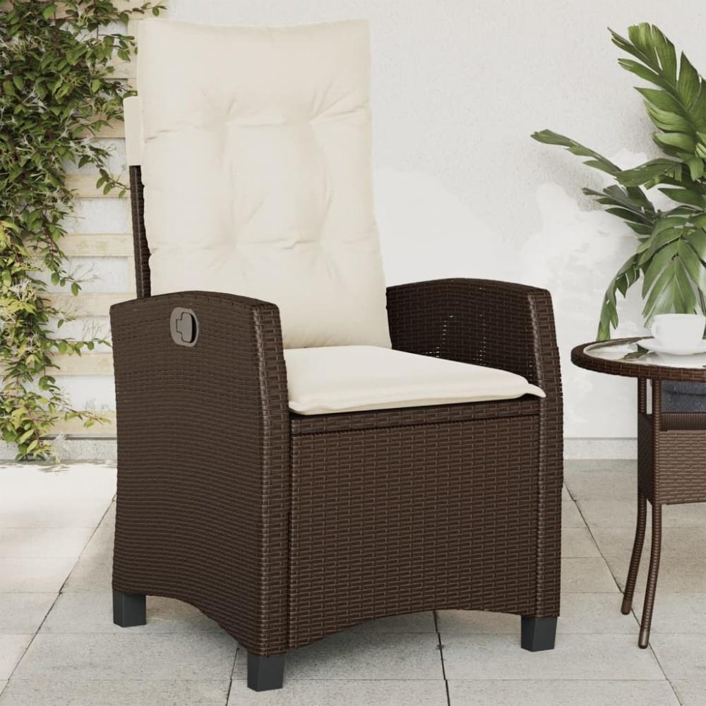 vidaXL Gartensessel Verstellbar mit Kissen Braun Poly Rattan 365210 Bild 1