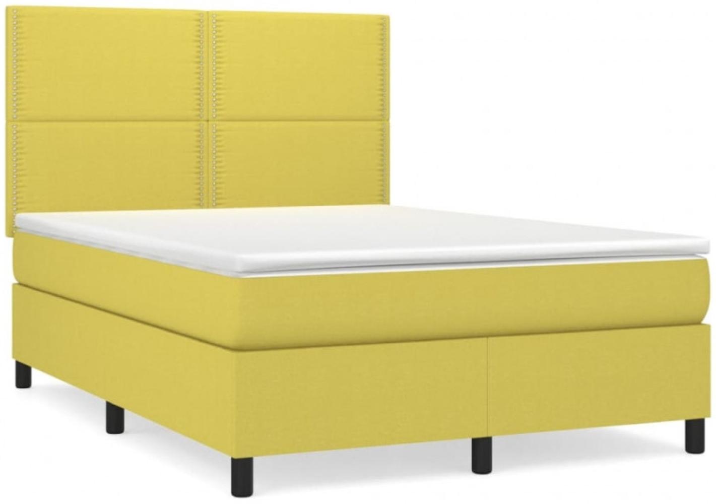 vidaXL Polsterbett mit Matratze Grün 140x190 cm Stoff, Härtegrad: H2 [3141696] Bild 1