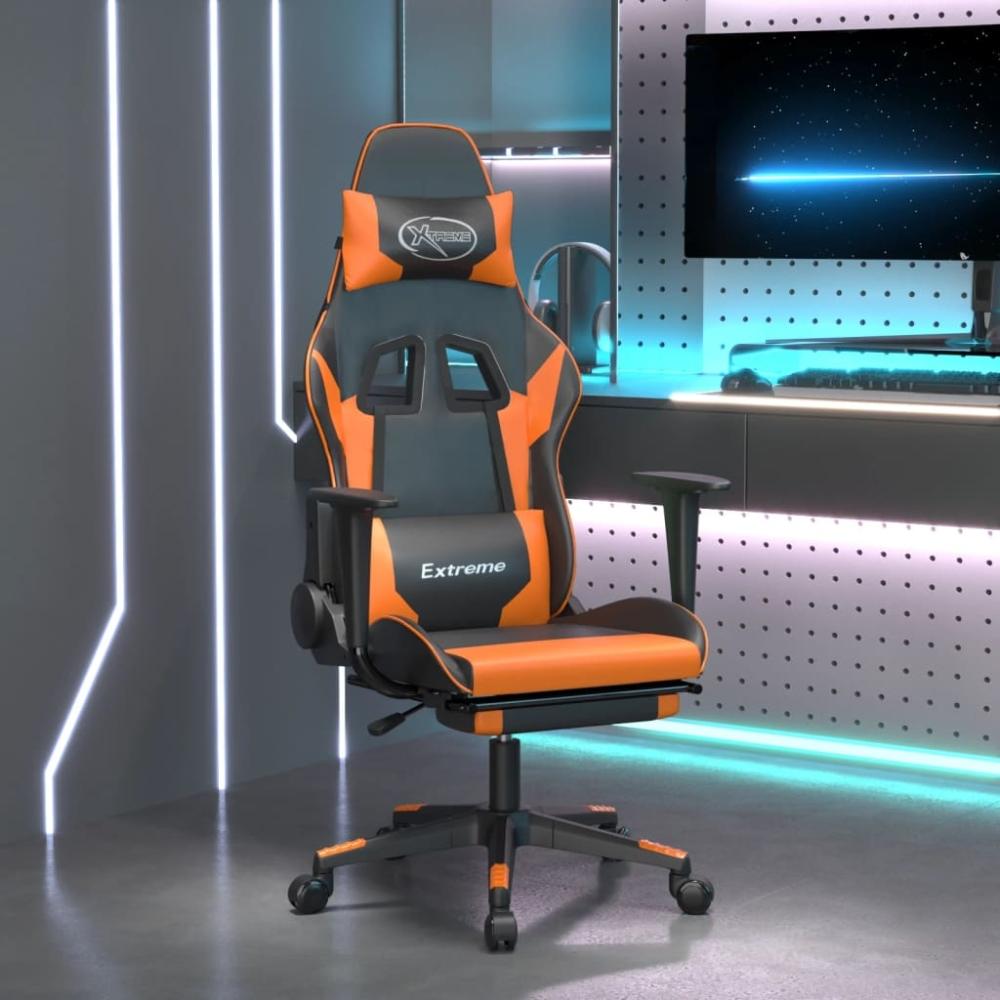 vidaXL Gaming-Stuhl mit Massage & Fußstütze Schwarz Orange Kunstleder 345463 Bild 1