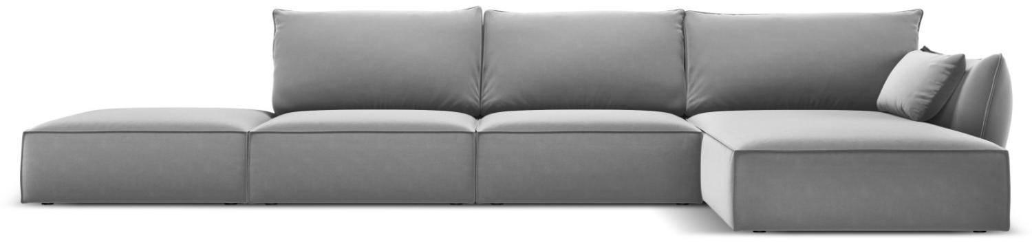 Micadoni 5-Sitzer Samtstoff Ecke rechts Sofa Kaelle | Bezug Grey | Beinfarbe Black Plastic Bild 1