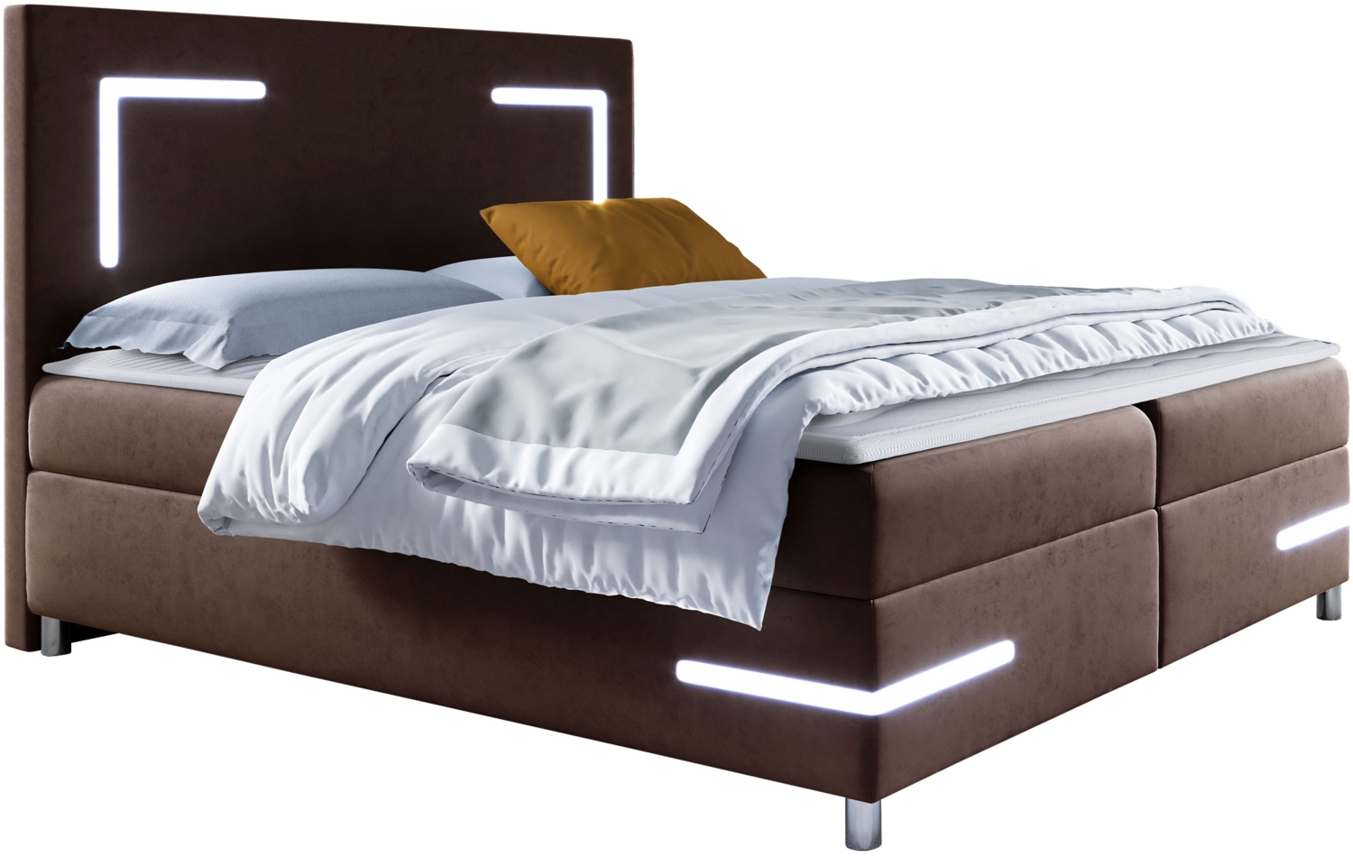 Boxspringbett Leleni LED, Braun, 160 x 200 cm Bild 1