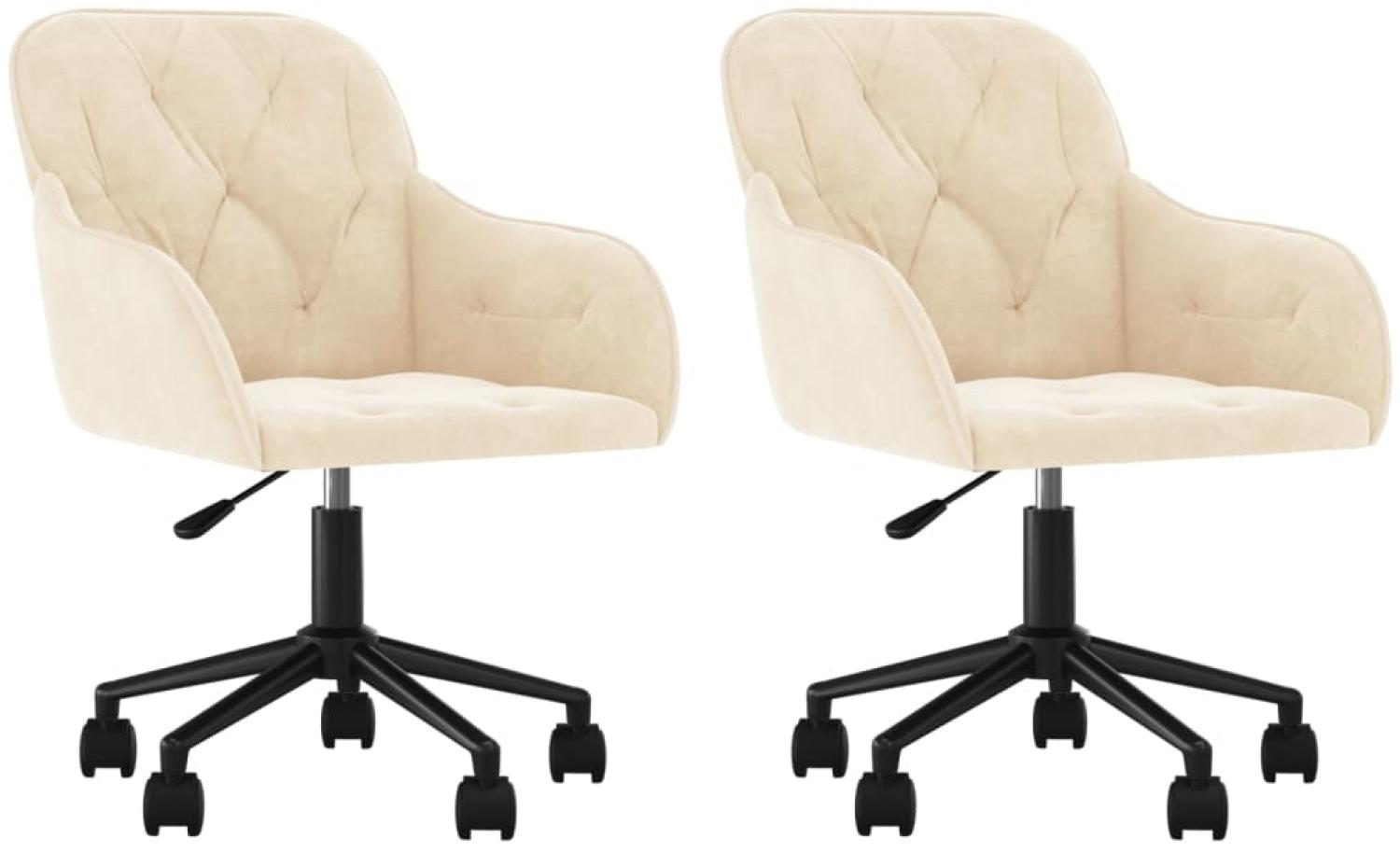 vidaXL Esszimmerstühle 2 Stk. Drehbar Creme Samt 3103430 Bild 1